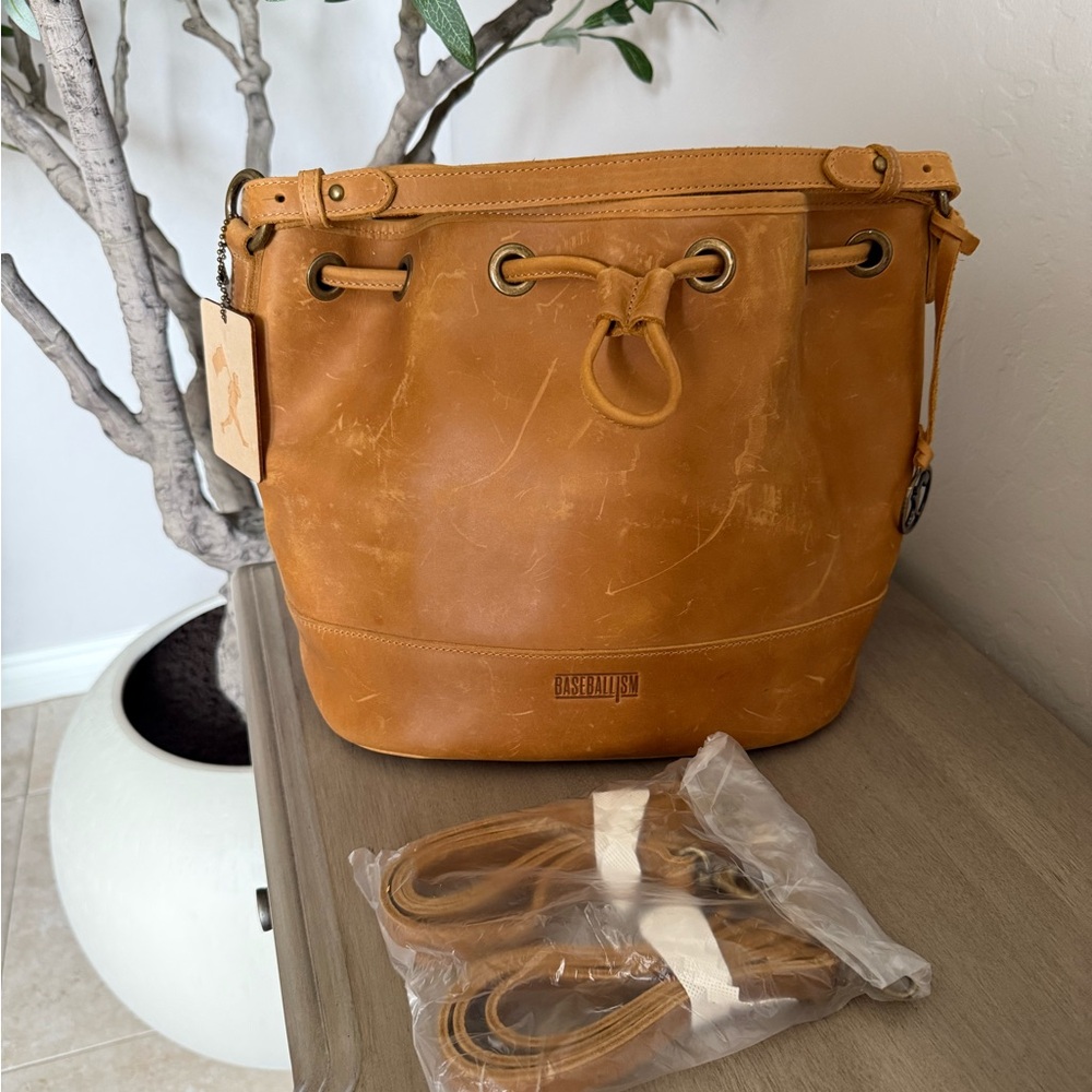 Baseballism leather backpack/shoulder bag